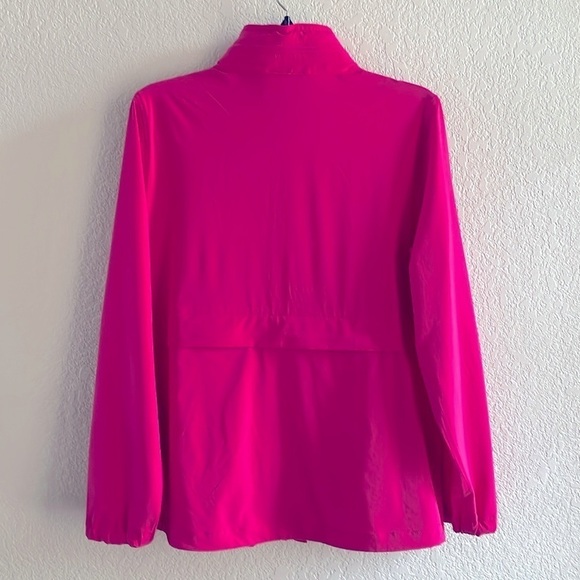 T by Talbots Full Zip Windbreaker Bright Pink Hidden Hood Hidden Pocket Size M - Picture 2 of 6